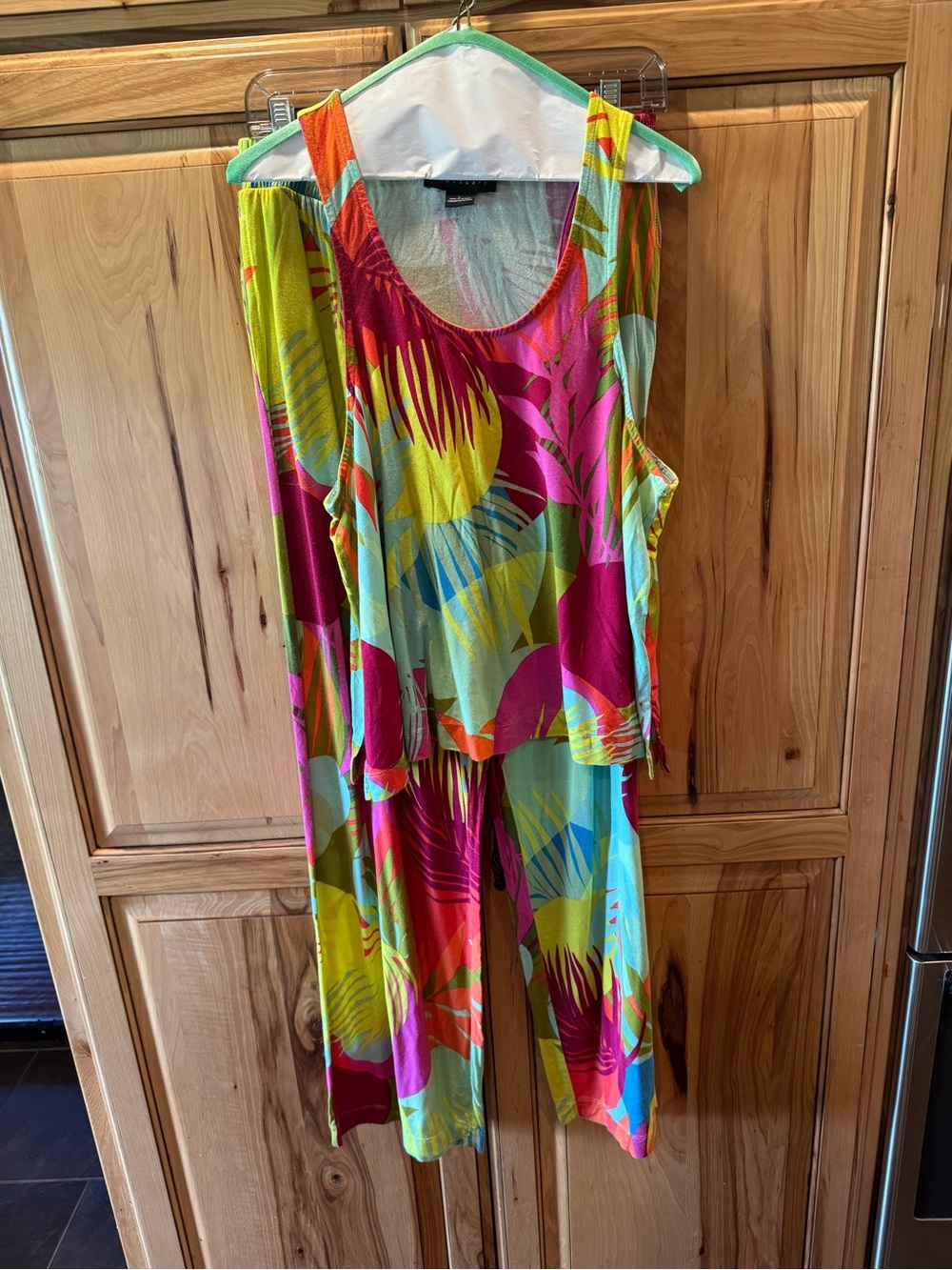 Sanctuary Tropical Print Wide-Leg PJ Set in Pink, Yellow, Green, Blue
